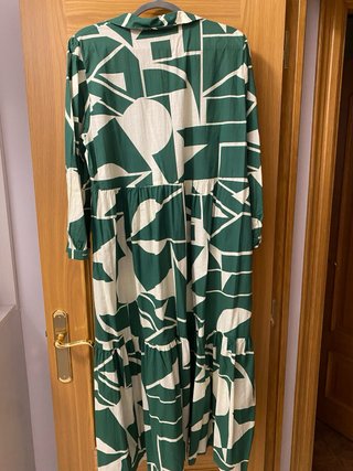 Vestido Zara Verde Estampado Midi