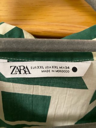 Vestido Zara Verde Estampado Midi