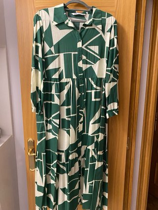 Vestido Zara Verde Estampado Midi