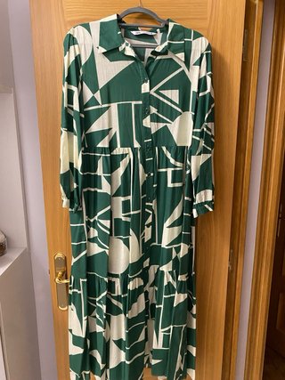 Vestido Zara Verde Estampado Midi