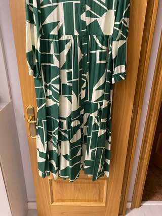 Vestido Zara Verde Estampado Midi