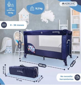 Cuna con Colchon, plegable Mobiclinic gris