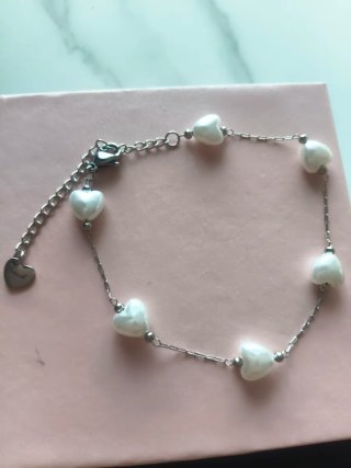 Pulsera Corazones Perla Acero Inox