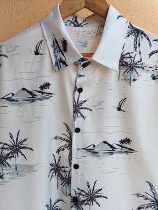 Camisa Hawaiana Hombre Estampado Palmeras blanca