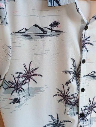 Camisa Hawaiana Hombre Estampado Palmeras blanca