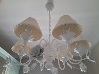 Lampadario Shabby Chic Fiori Beige Bianco