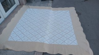 Copriletto Trapuntato Matrimoniale Beige/Bianco
