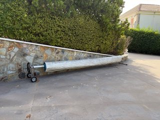 Manta térmica piscina azul con enrrollador