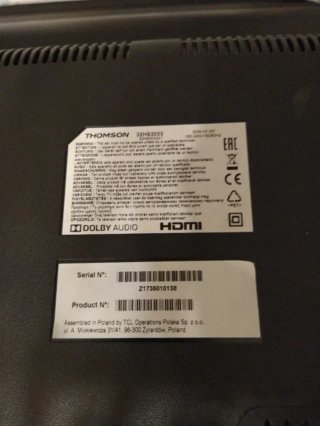 TV Thomson 32HS3033 SMART TV (No enciende)