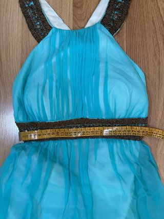 Vestido Seda Azul Turquesa