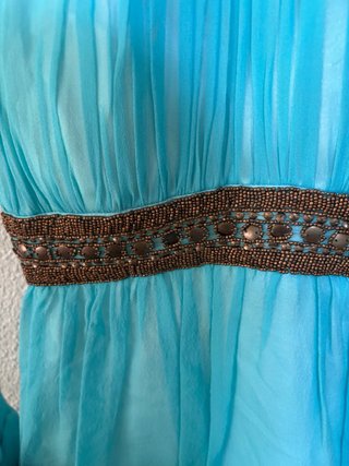 Vestido Seda Azul Turquesa