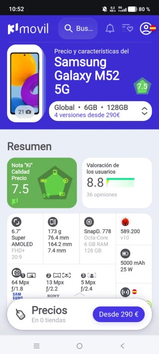 Samsung Galaxy M52 5G /Azul Marino.