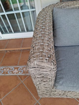 Rinconera de jardín mimbre y tela