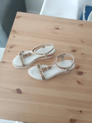 Sandalias Beige Multicolor Mujer