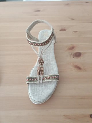 Sandalias Beige Multicolor Mujer