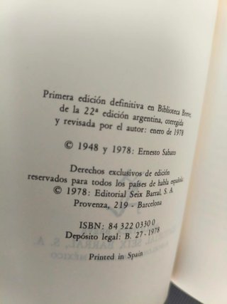 EL TUNEL ERNESTO SABATO SEIX BARRAL 1978