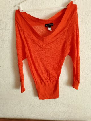 Camiseta Mango calada naranja S