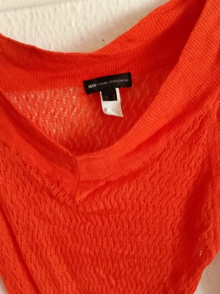 Camiseta Mango calada naranja S