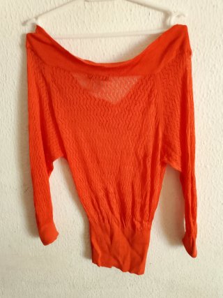 Camiseta Mango calada naranja S
