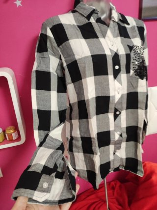Camisa cuadros blanco y negro