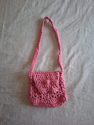 Bolso crochet rosa hecho a mano. Para niña.