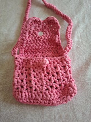 Bolso crochet rosa hecho a mano. Para niña.