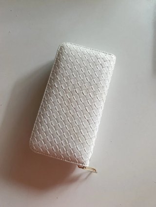 Cartera monedero blanca mujer con cremallera