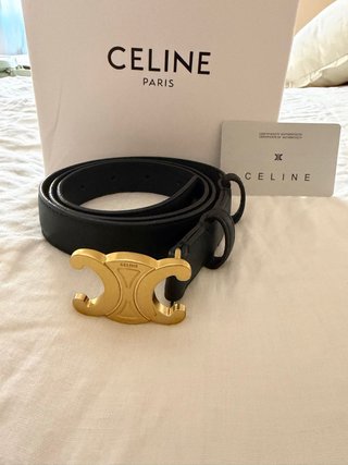 Cinturone Celine Triomphe Nero Dorato