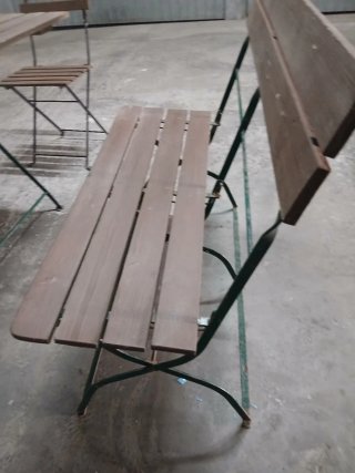 Mesa y sillas de jardín madera y metal