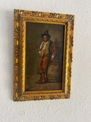Oleo sobre tabla - costumbrista