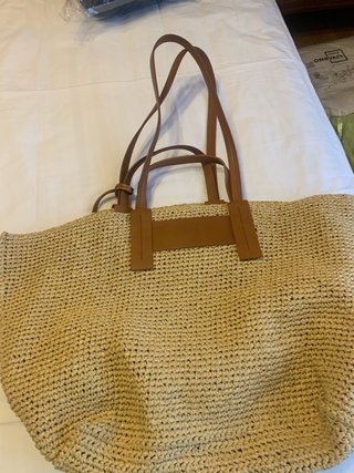 Bolso Bimba y Lola Rafia Beige y Marrón