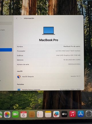 MacBook Pro 15 2018 16GB + funda