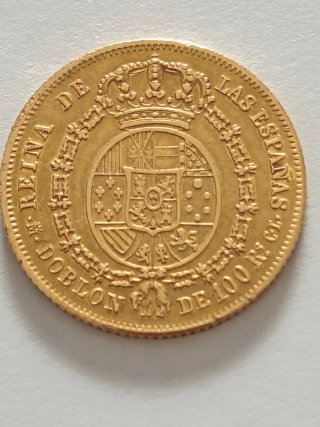 Moneda de oro Doblón 100 Reales Isabel II 1851!!!