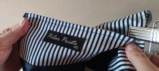 Falda de rayas azul y blanco