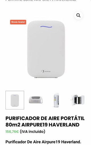 Purificador Aire Haverland NUEVO Airpure19 Blanco