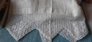 Asciugamano vintage in lino con trama jacquard