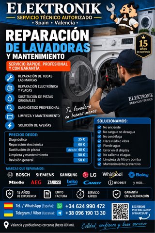 Reparación y mantenimiento de lavadoras