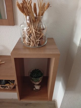 Entradita recibidor madera y cristal