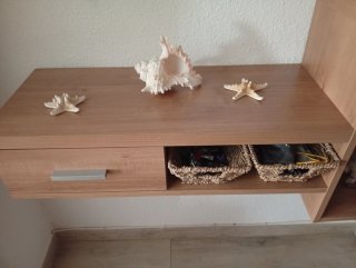 Entradita recibidor madera y cristal