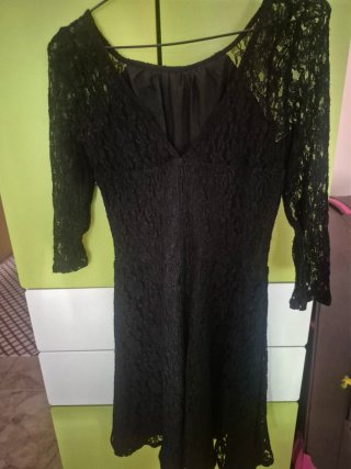 Vestido Negro Encaje Manga Larga