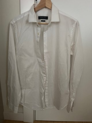 Camisa Zara Slim Fit Talla M Blanca Hombre
