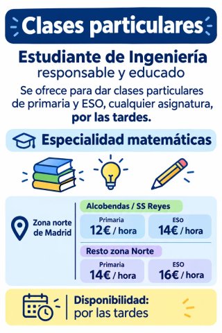 Estudiante ingeniería da clases particulares