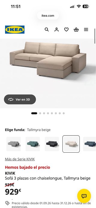 Sofá Kivik Ikea Beige