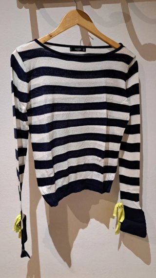 Jersey Mango Rayas Azul Marino lazos amarillos T.M