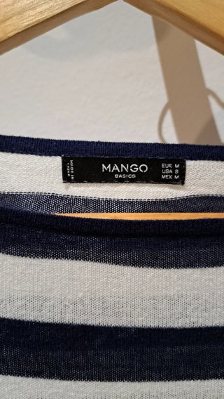 Jersey Mango Rayas Azul Marino lazos amarillos T.M