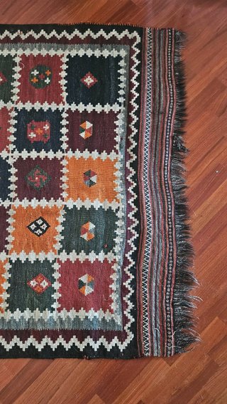 Tappeto Kilim Soumak Lana Fatto a Mano