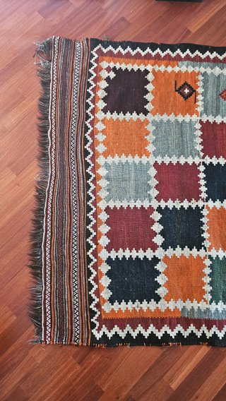 Tappeto Kilim Soumak Lana Fatto a Mano