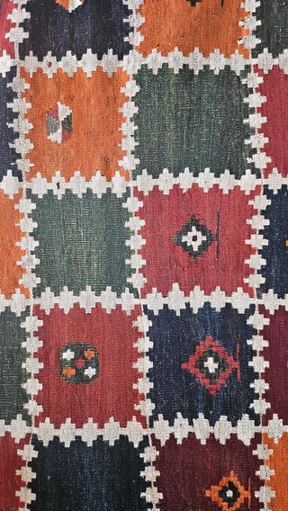 Tappeto Kilim Soumak Lana Fatto a Mano