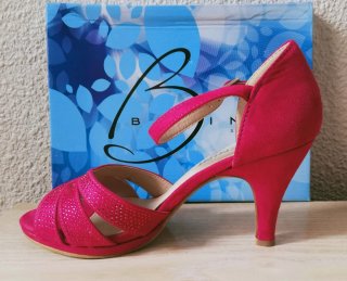 Sandalias tacón fucsia talla 37