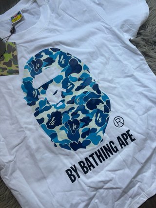 Maglietta BAPE Bianca con Logo Blu